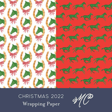Christmas Equestrian Topiary Wrapping Paper