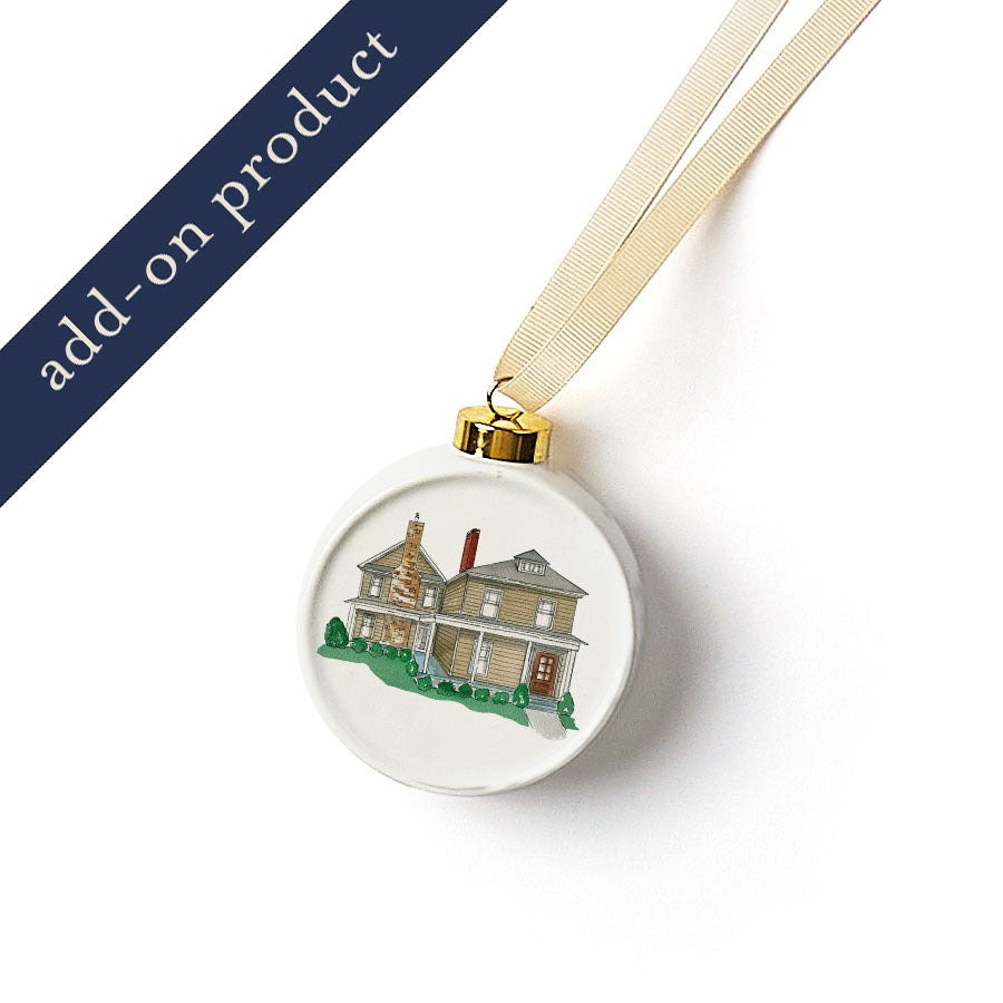 Classic Watercolor House Portrait Ceramic Round Ornament