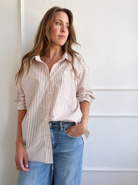 Striped Over Size Button Down - FINAL SALE