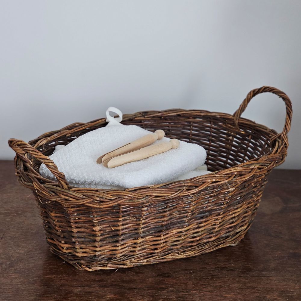 French Country Willow Basket with Braided Rim