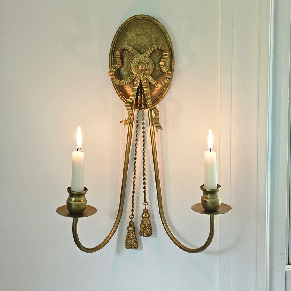 Gold Double Taper Candle Wall Sconce