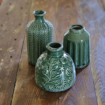 Forest Green Vase Set