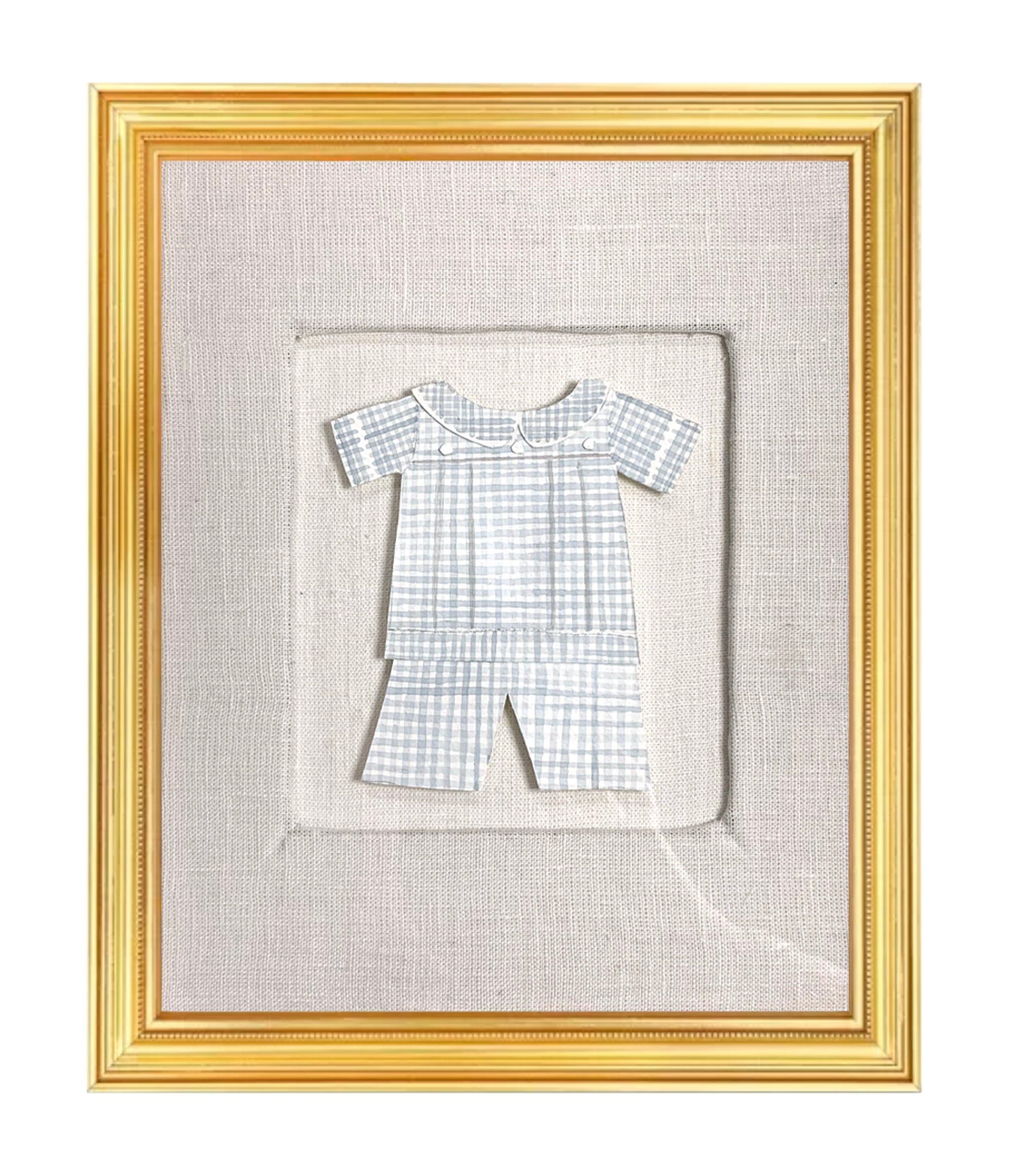 Framed Heirloom Baby Clothes Watercolor Collage