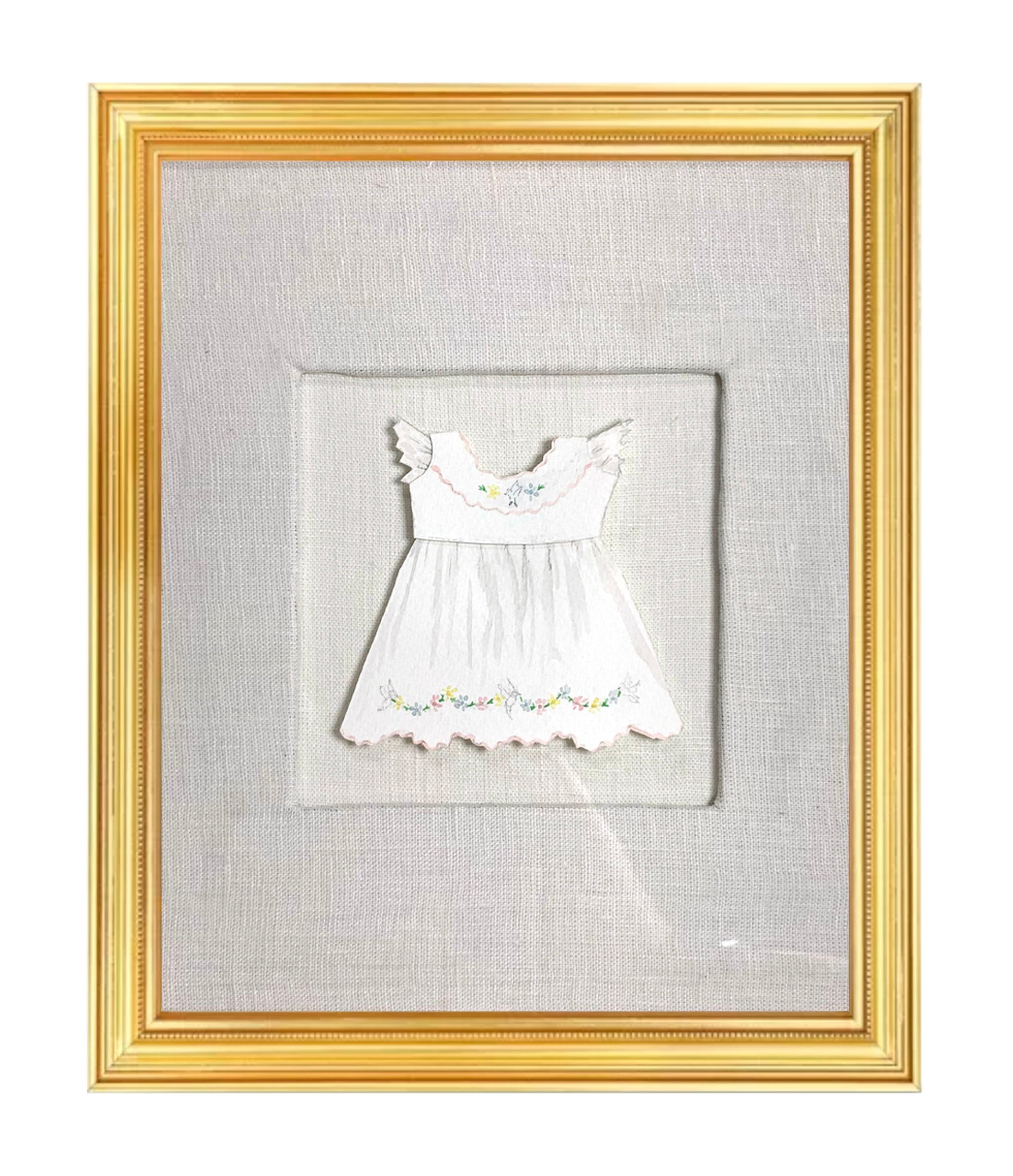 Framed Heirloom Baby Clothes Watercolor Collage