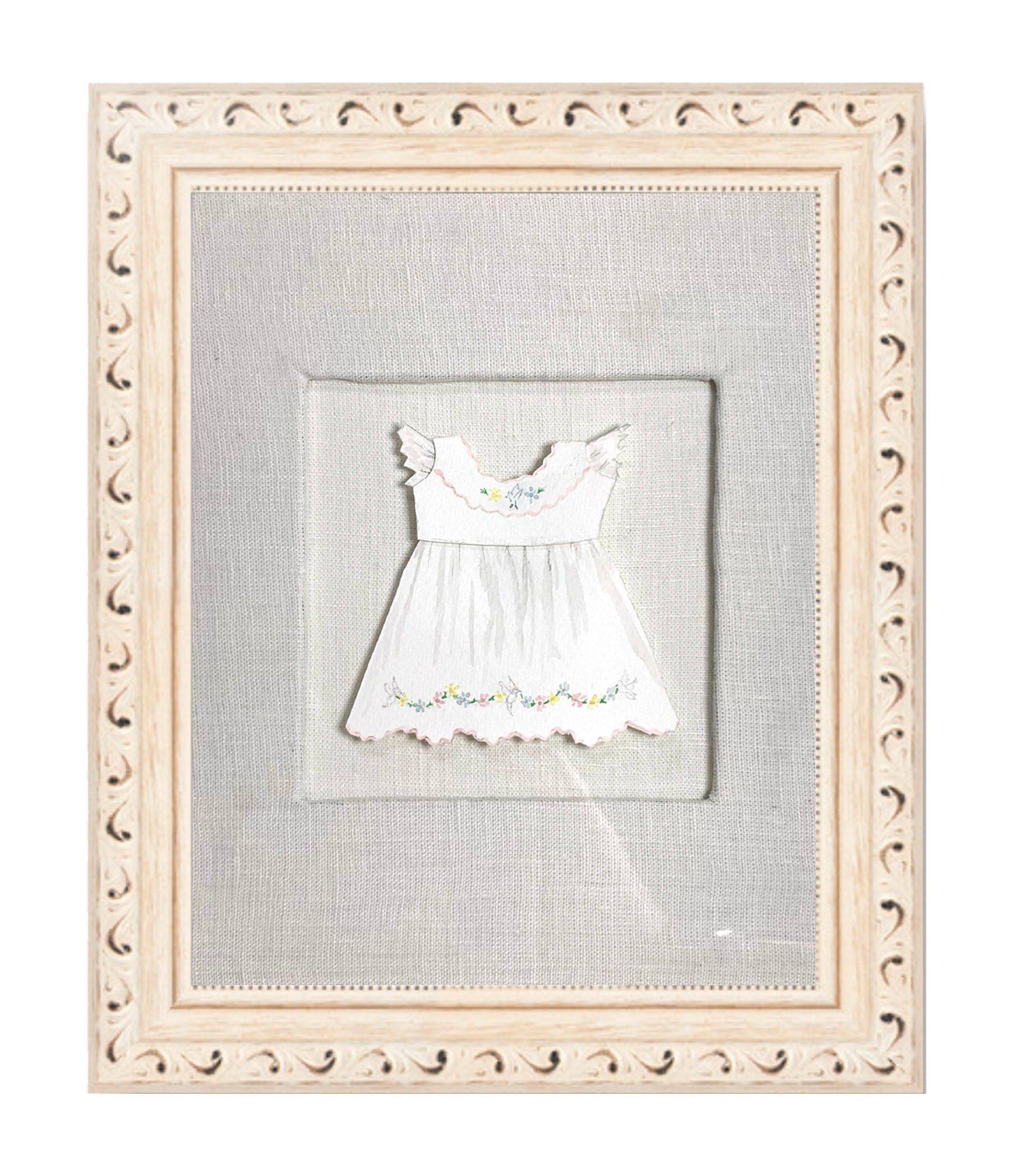 Framed Heirloom Baby Clothes Watercolor Collage