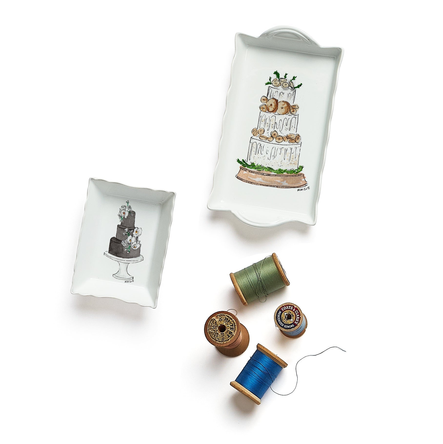 Illustrated Wedding Cake Jewelry Tray