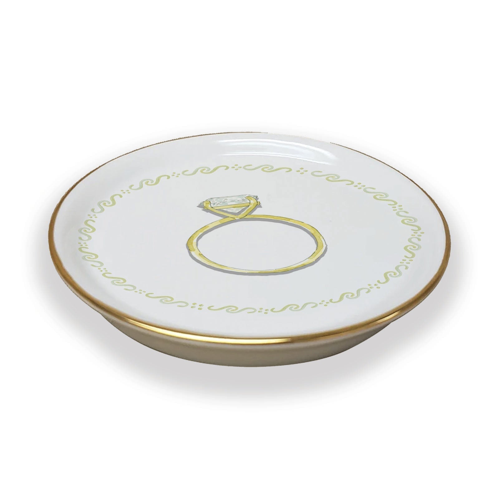 Gold-Rimmed Engagement Ring Dish