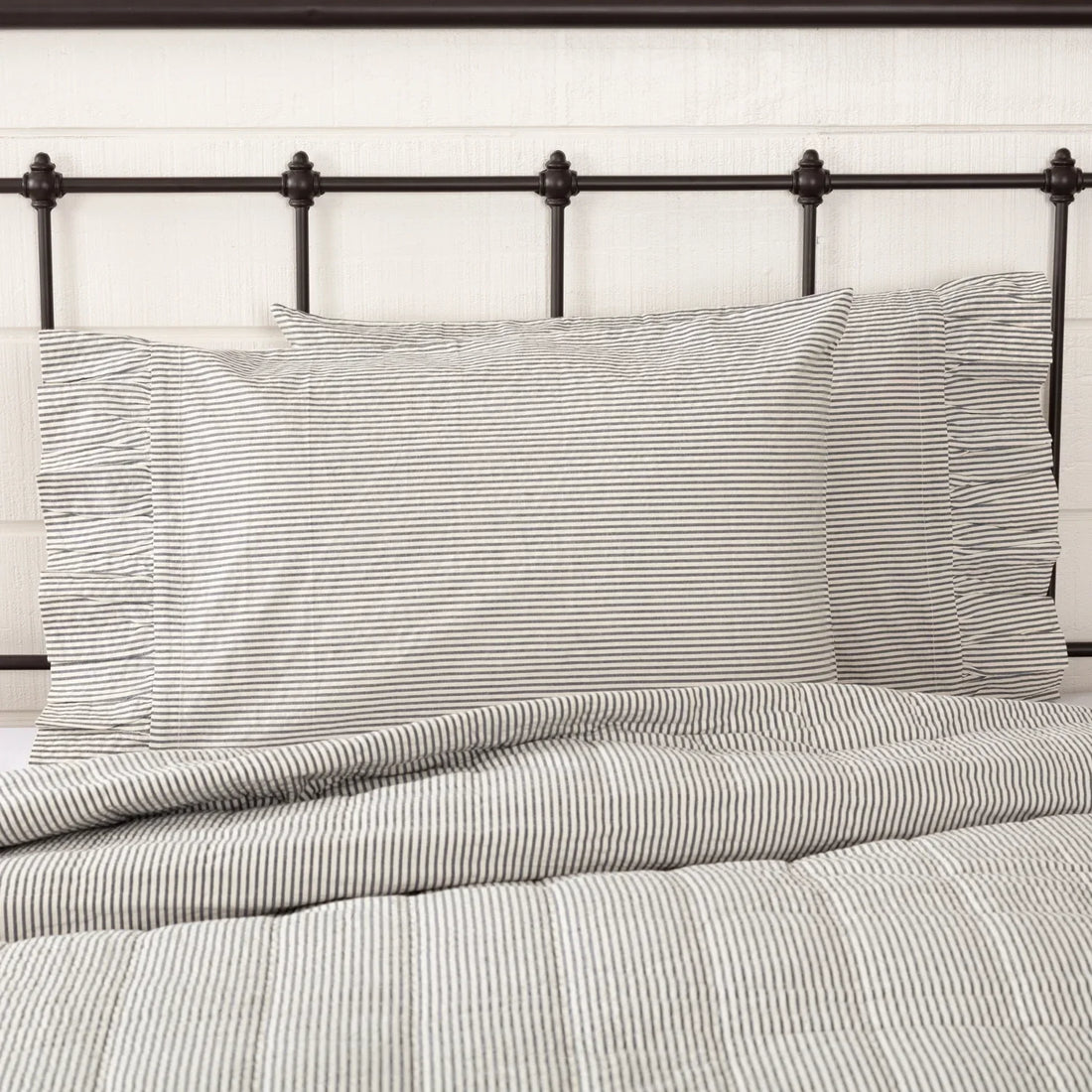 Portsmouth Blue Ticking Stripe Pillow Case Set