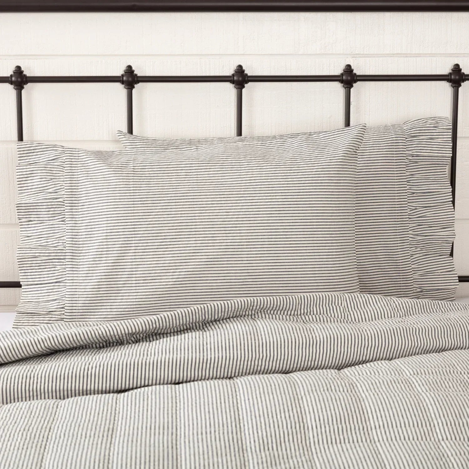 Portsmouth Blue Ticking Stripe Pillow Case Set