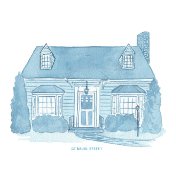 Toile Watercolor House Portrait