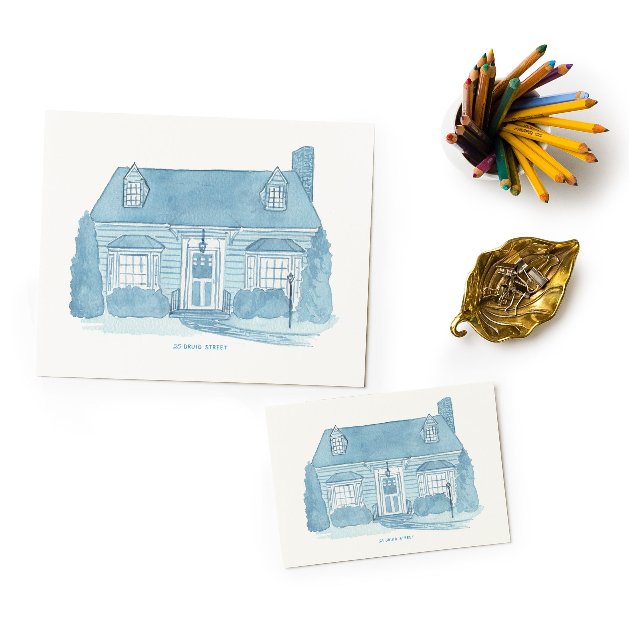 Toile Watercolor House Portrait
