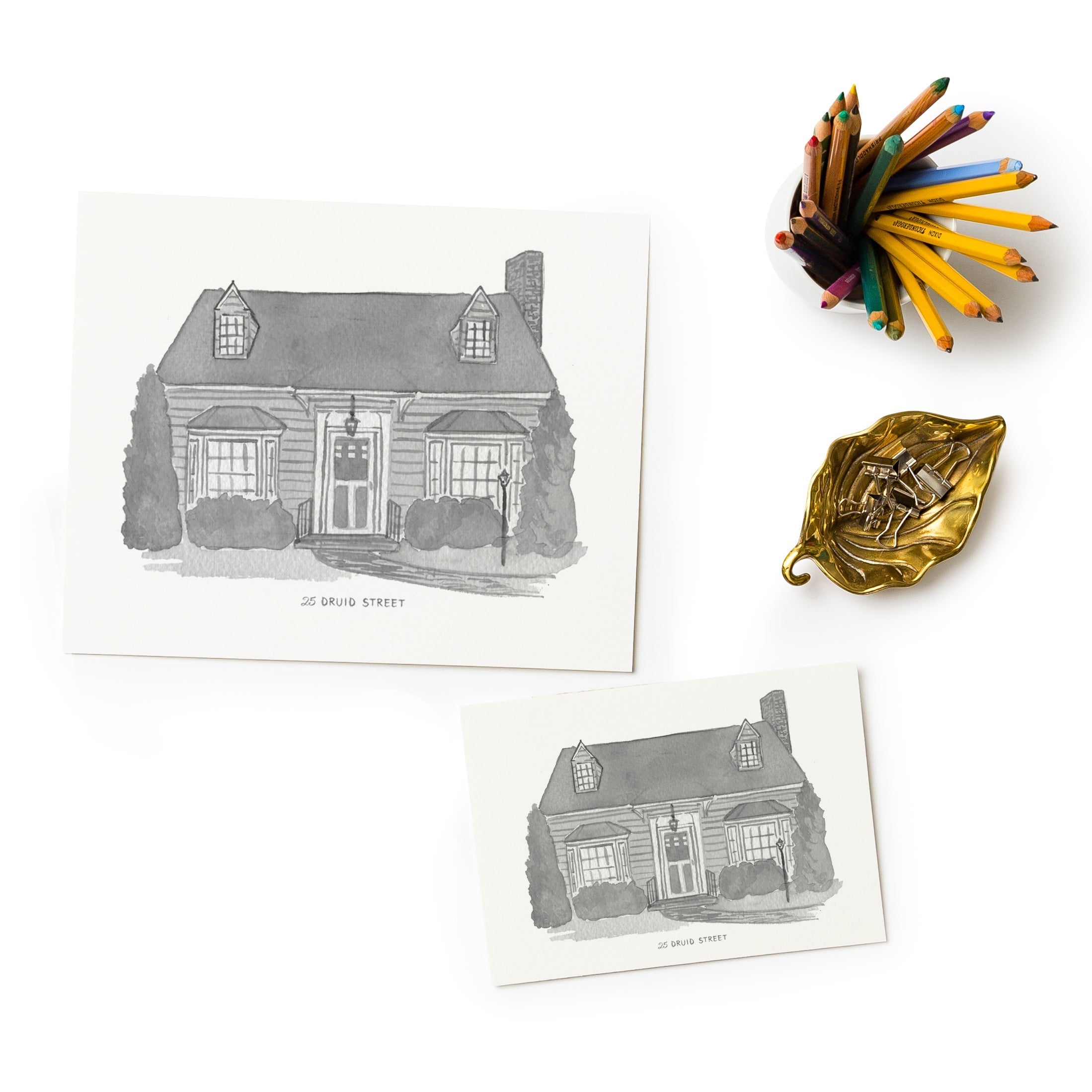 Toile Watercolor House Portrait