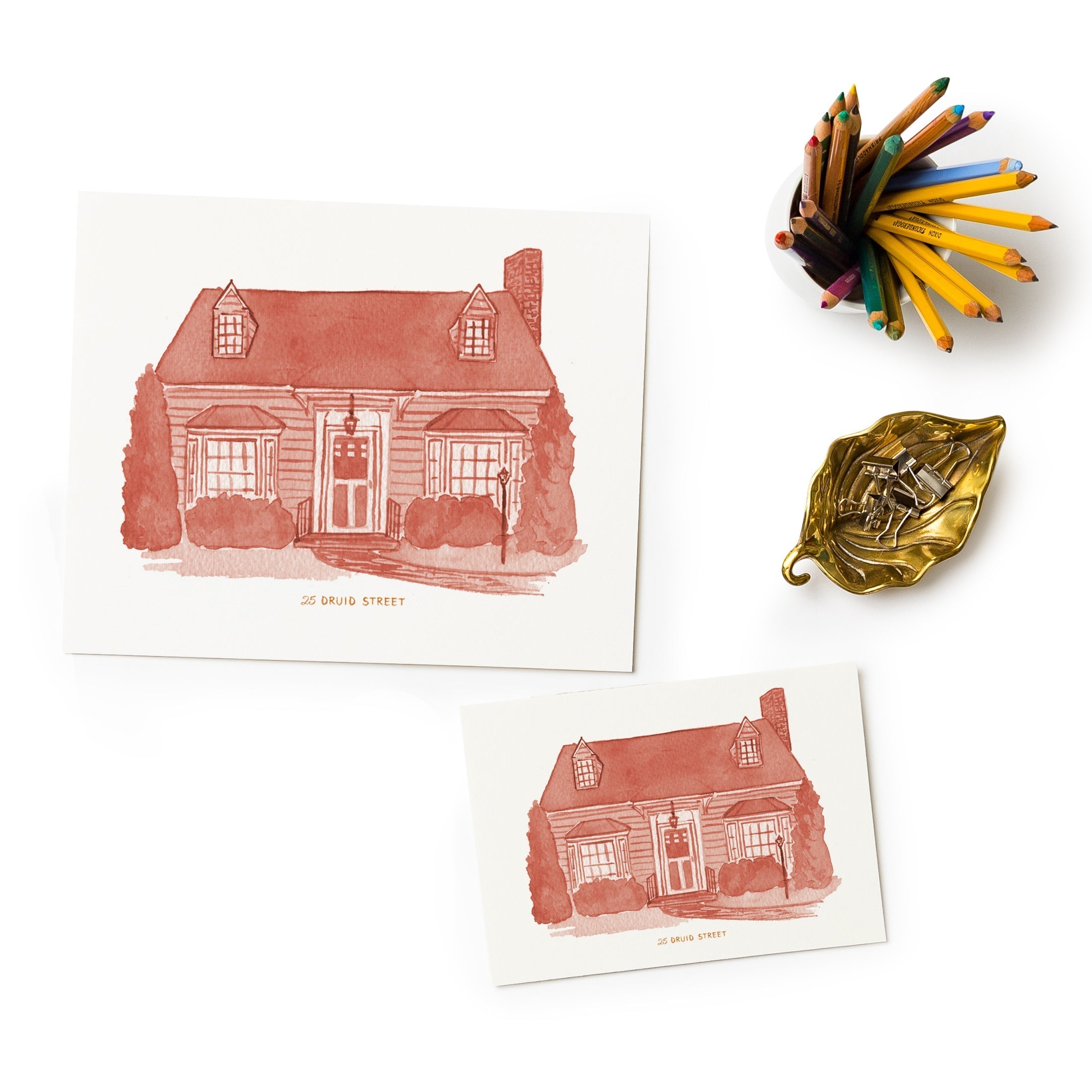 Toile Watercolor House Portrait