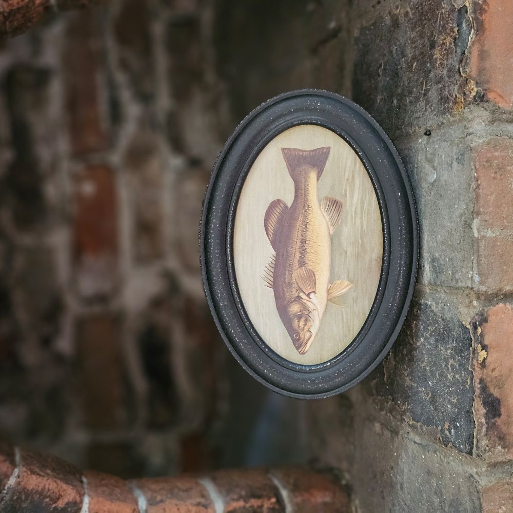 Vintage Style Bass Fish in Black Frame