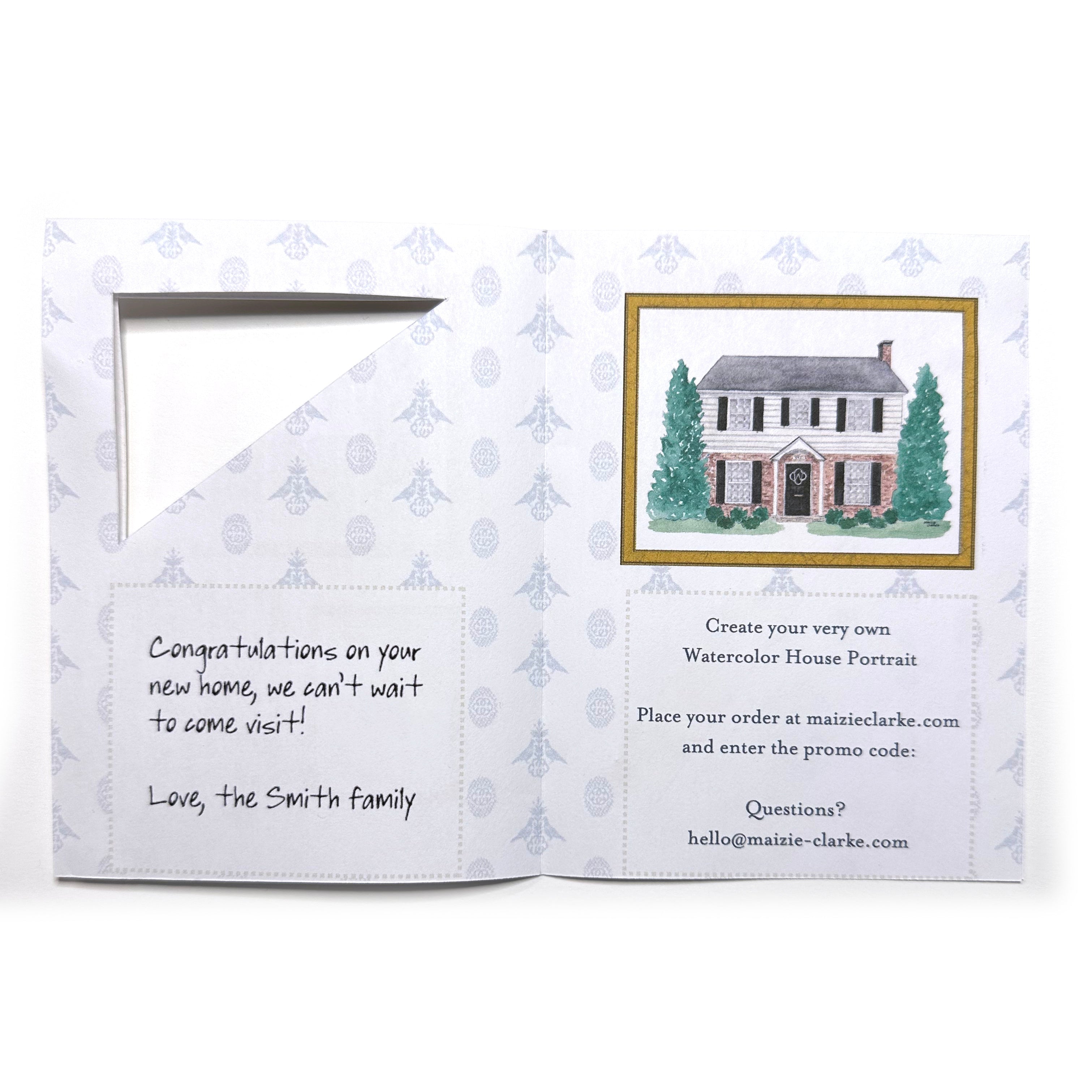 Gift Certificate - Classic Watercolor House Portrait