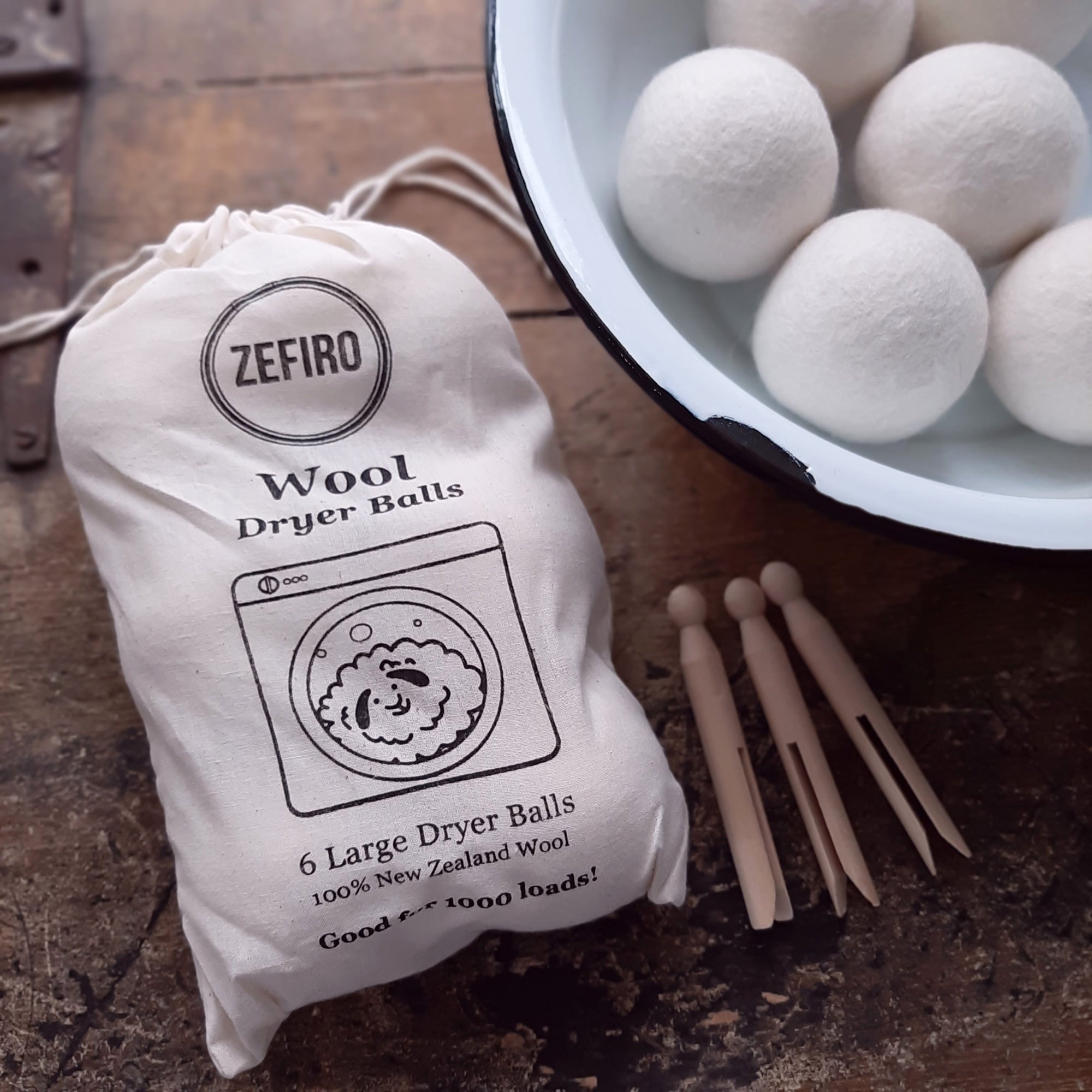 Wool Dryer Balls, Set of Six