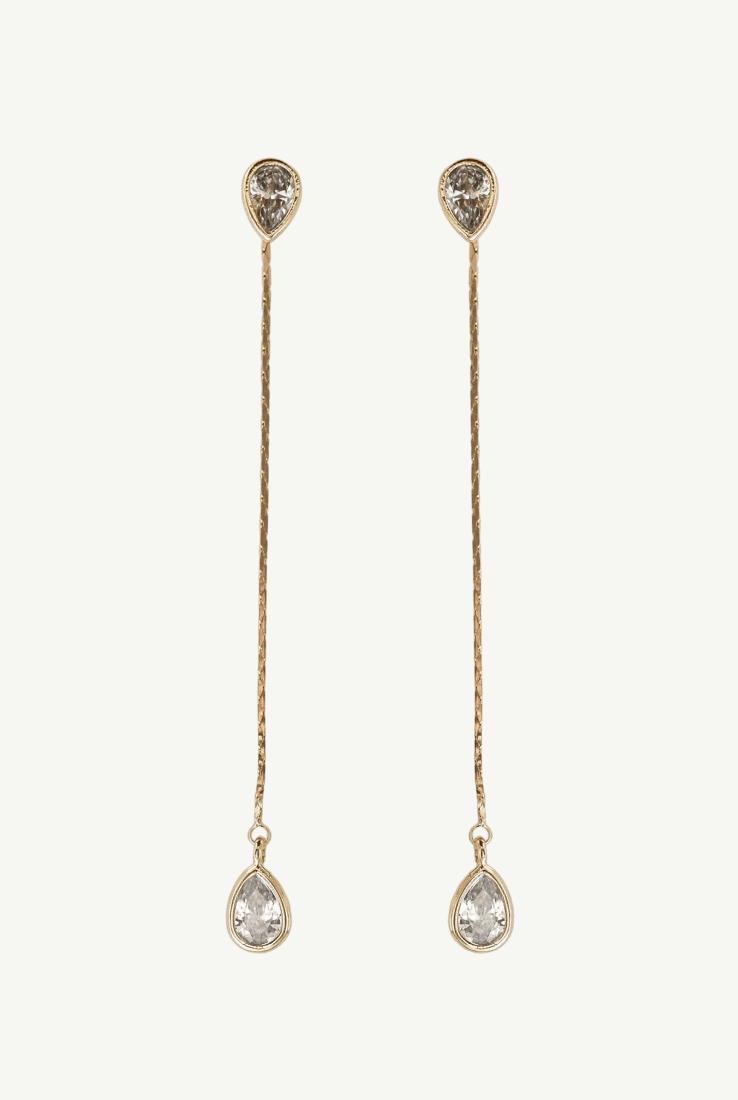 Bezel 2:1 Teardrop Strand Earrings