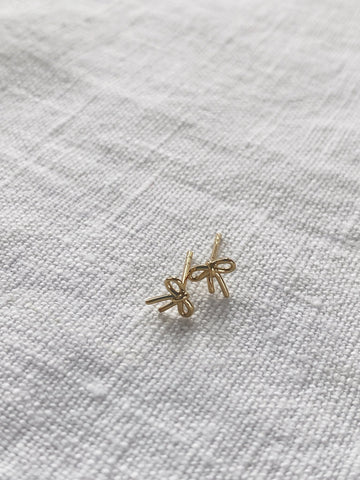 Bitty Bow Studs, Gold Plated