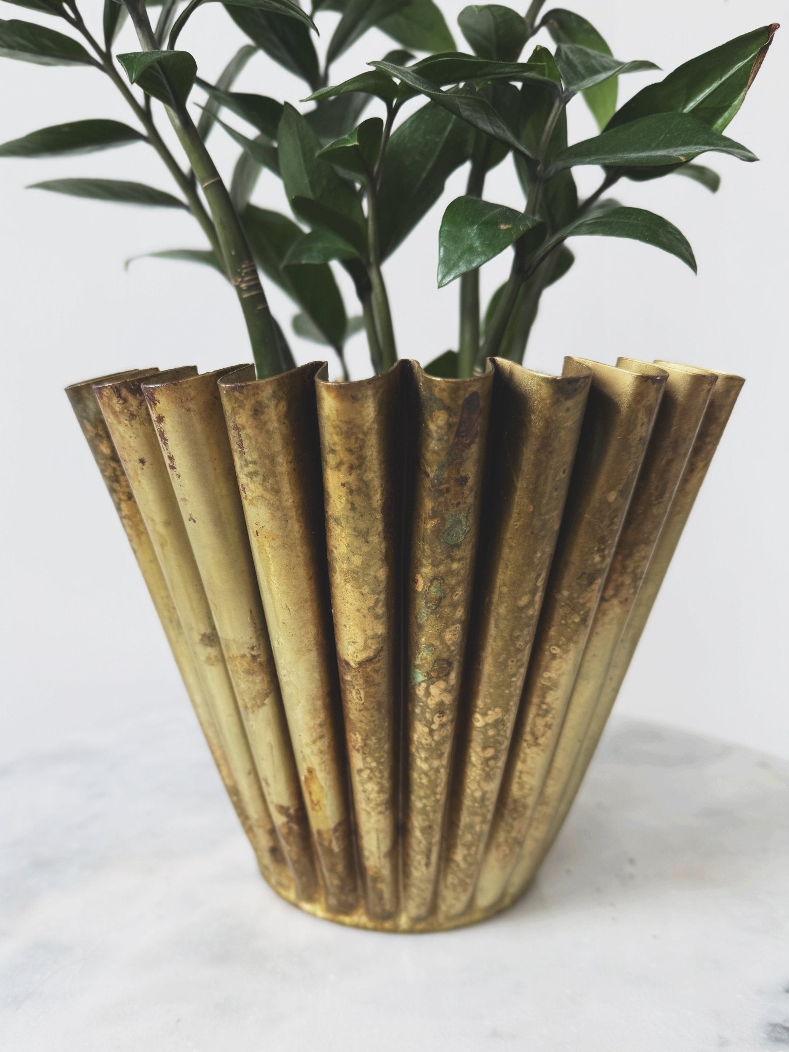 Brass Fluted Planter