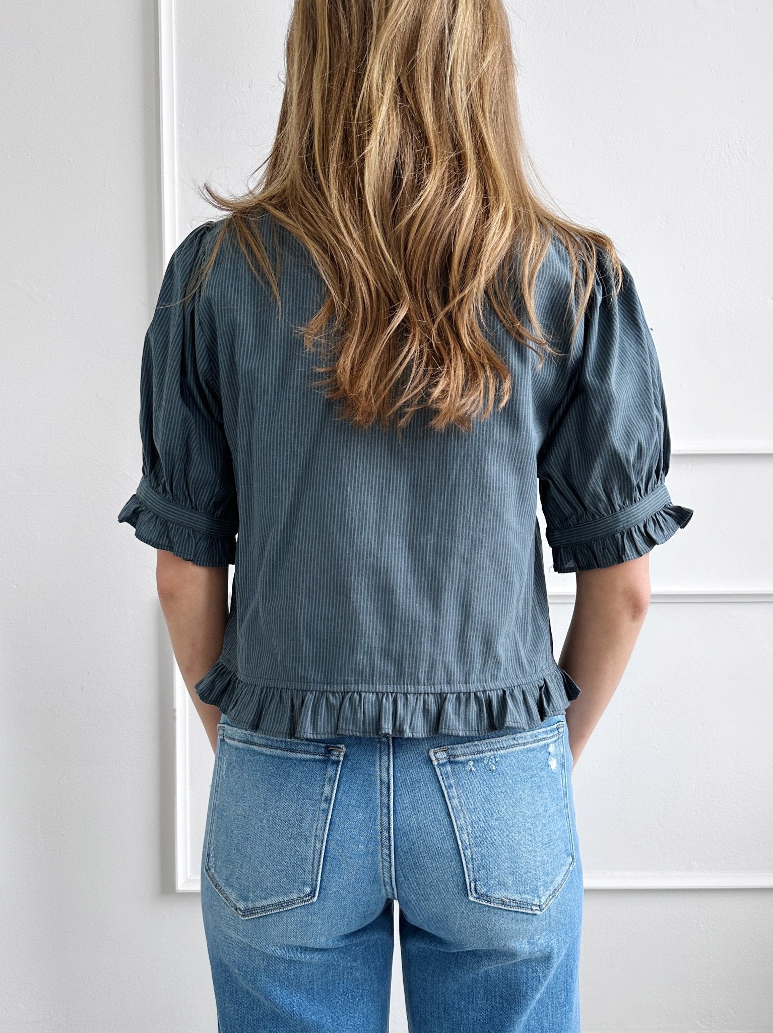 Button Down W/ Puff Sleeves