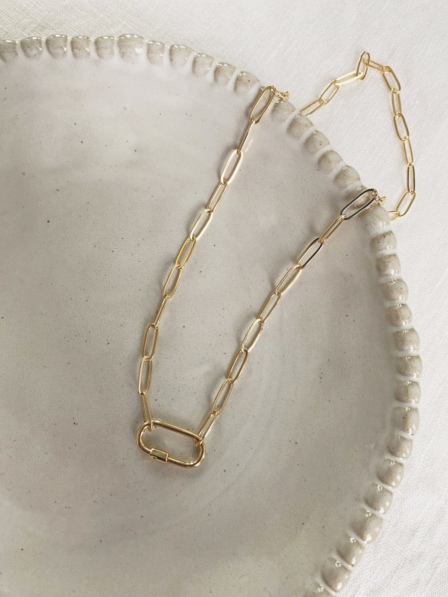 Carabiner Necklace, Gold Plated