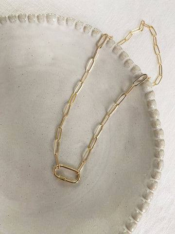 Carabiner Necklace, Gold Plated