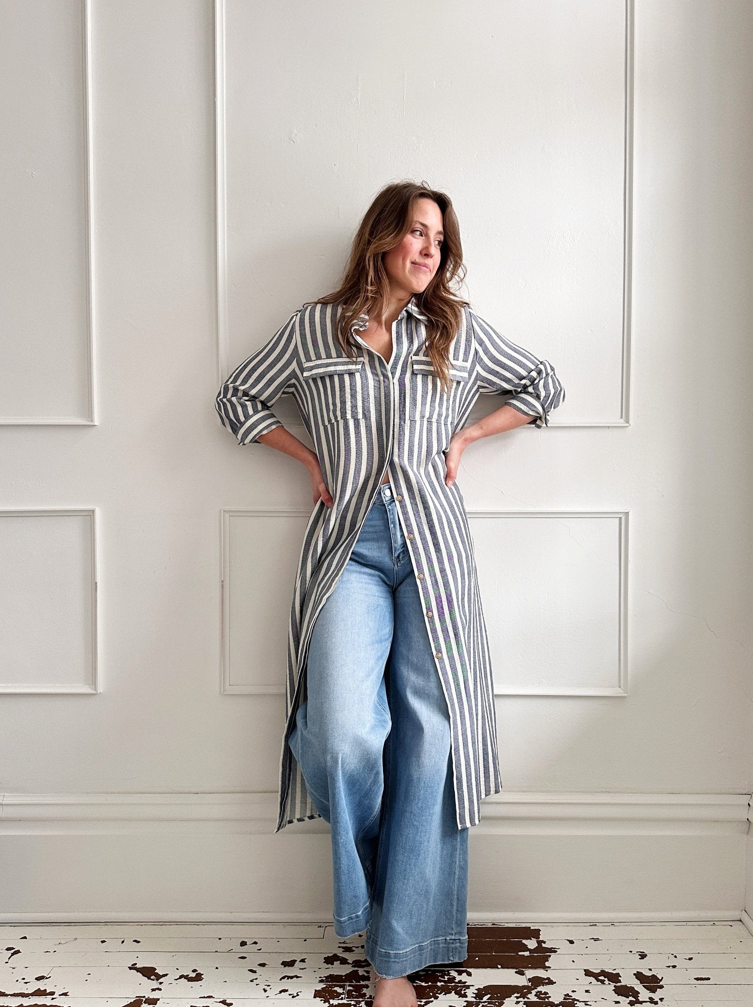 Chambray Stripe Shirt Dress - FINAL SALE