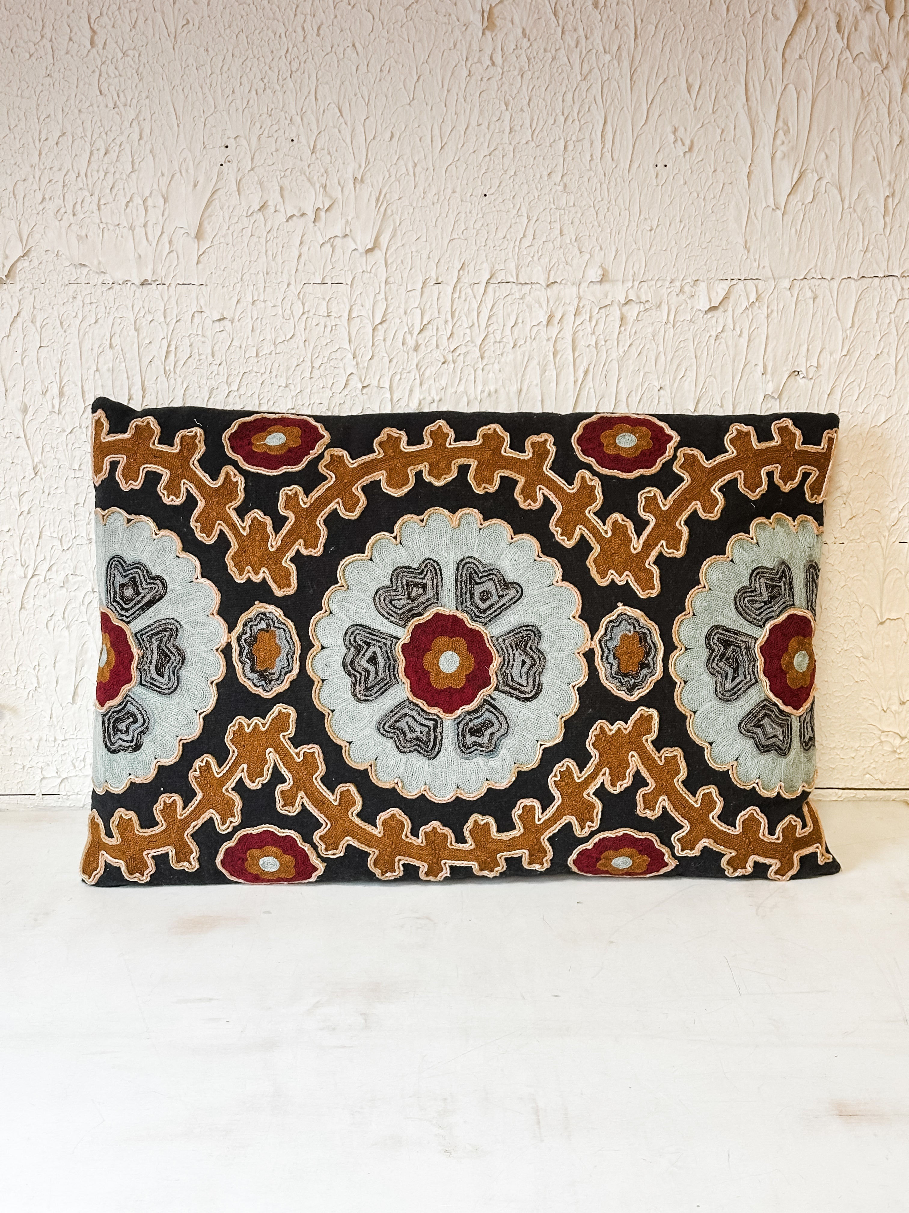 Cotton Embroidered Lumbar Pillow