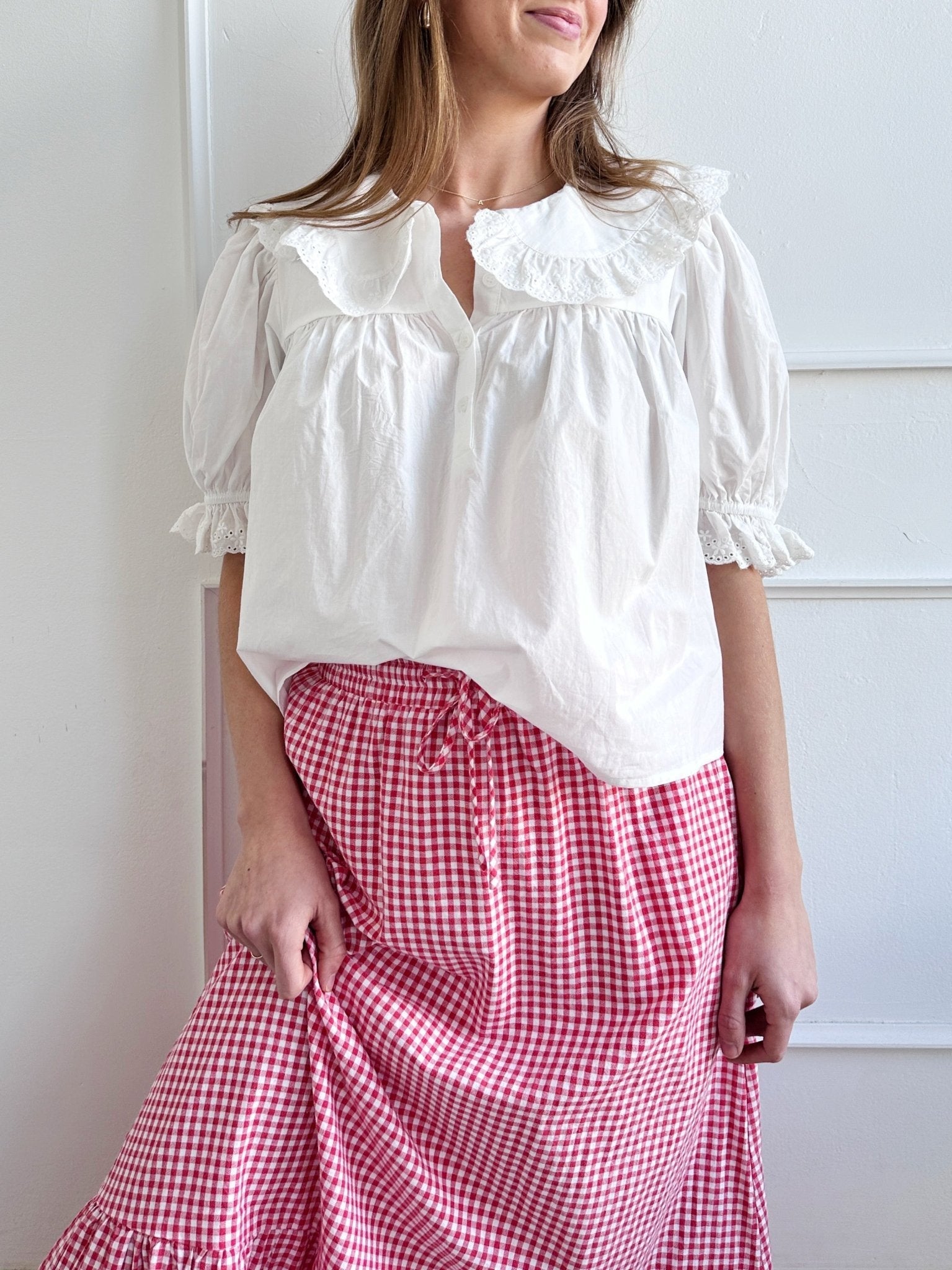 Cotton + Eyelet Collar Blouse