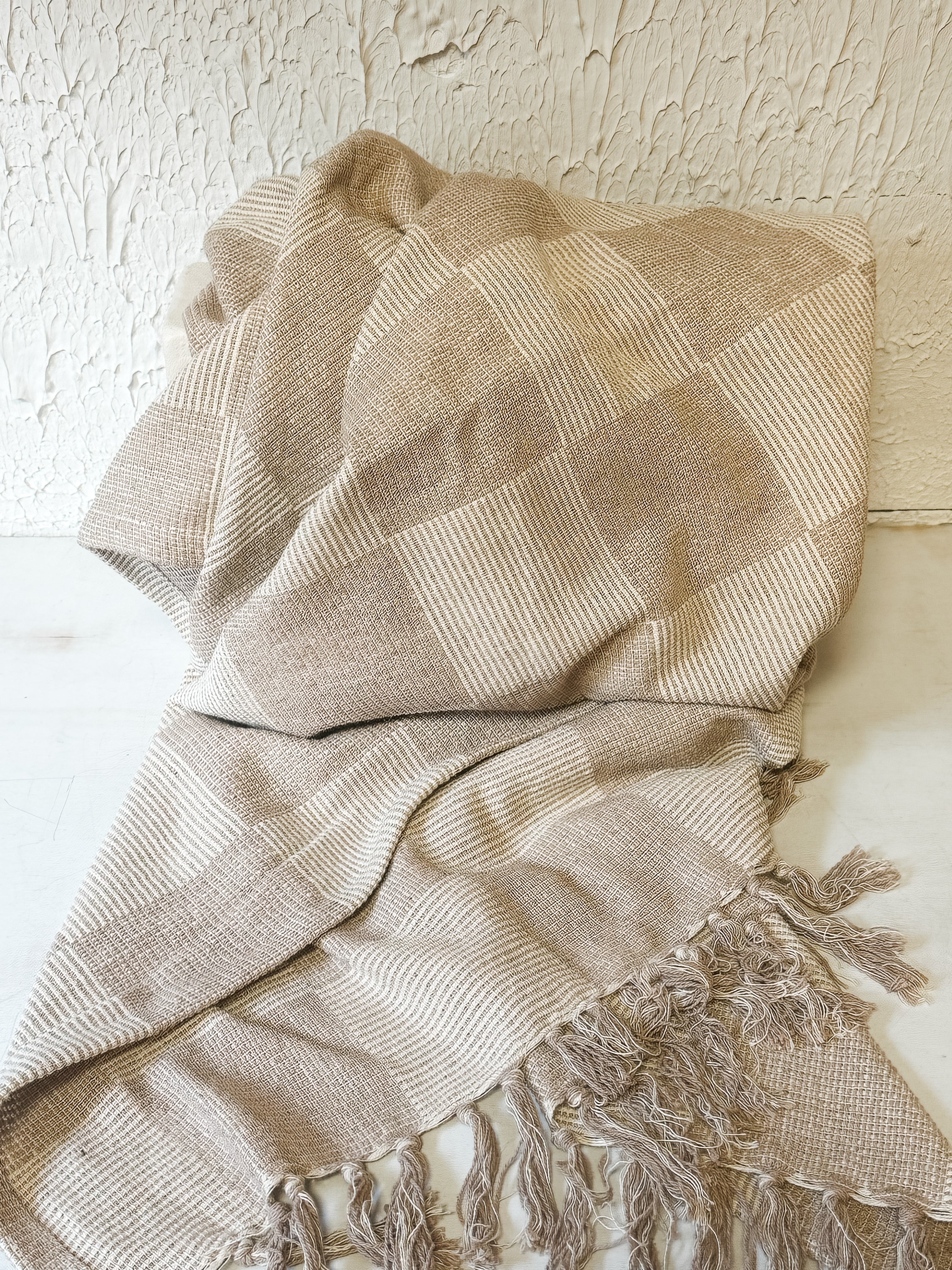 Cream Checkerboard Throw