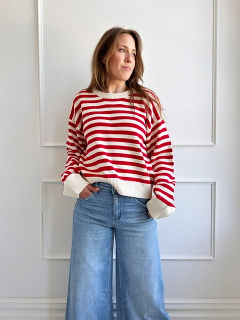 Crew Neck Stripe Pullover