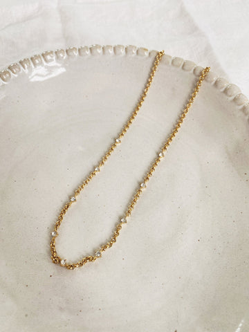 Dainty CZ Necklace, Gold Plated