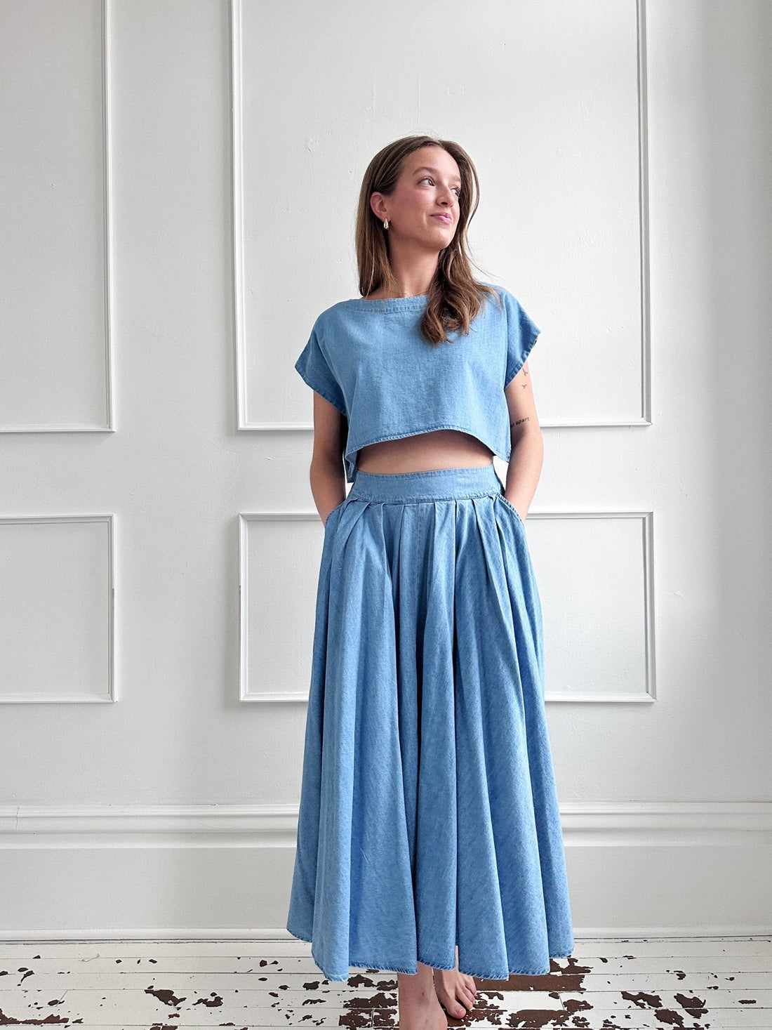 Denim Midi Skirt