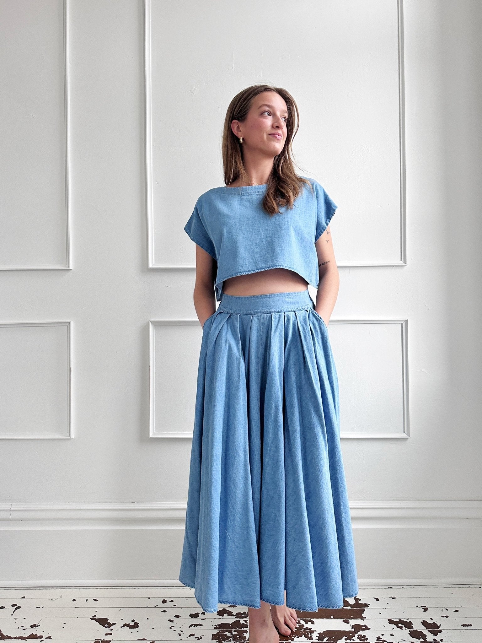 Denim Midi Skirt