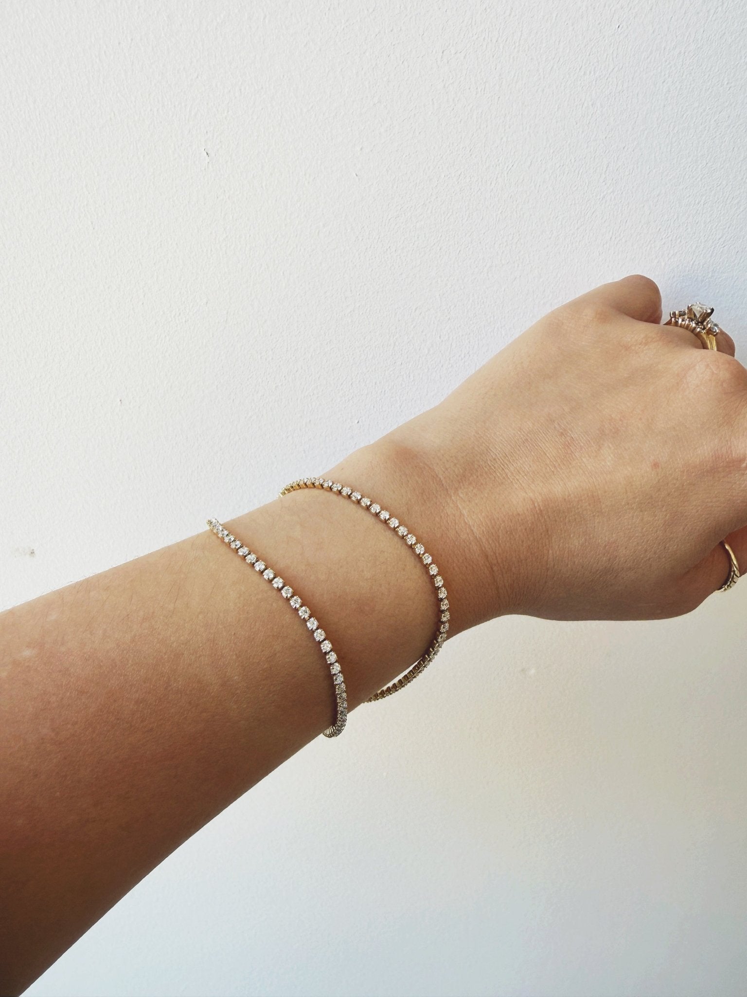 Double Layer Tennis Bracelet, Gold Plated