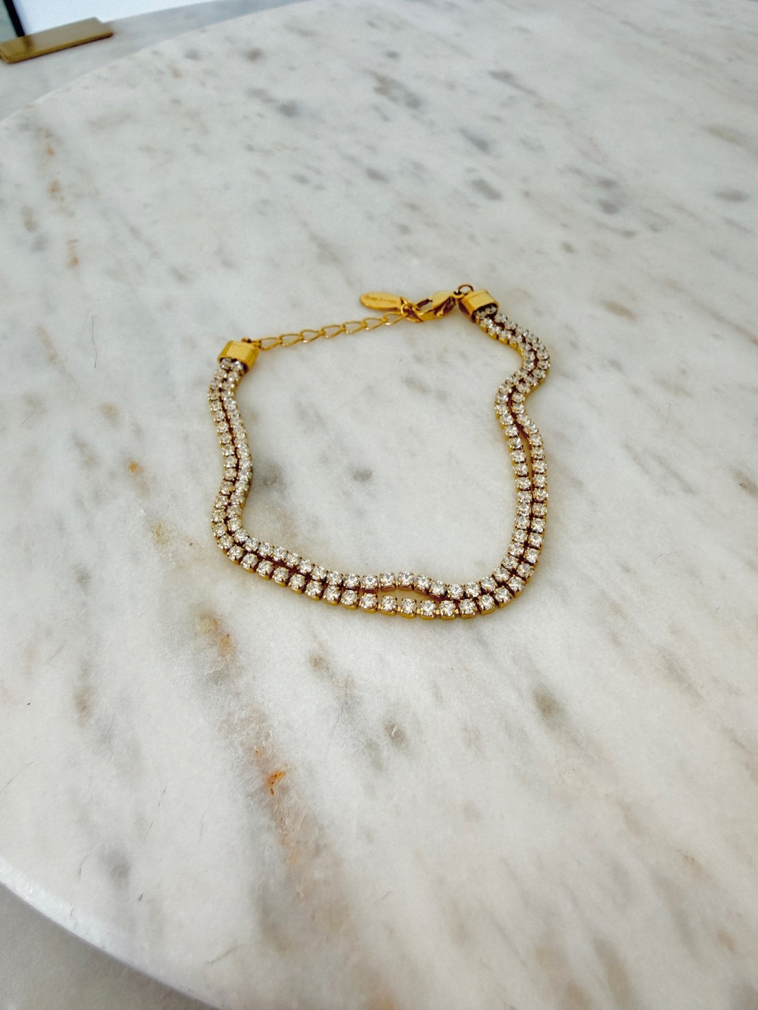 Double Layer Tennis Bracelet, Gold Plated