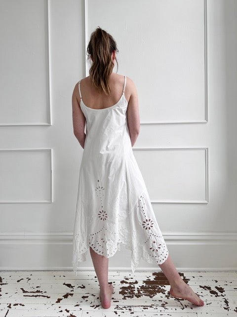 Embroidered Dress w/ Handkerchief Hem