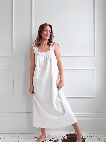 Eyelet Detail Cotton Maxi Dress