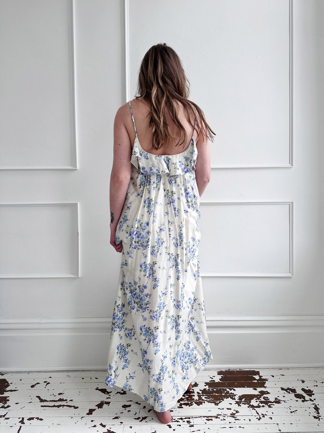 Floral Maxi Dress w/Ruffle