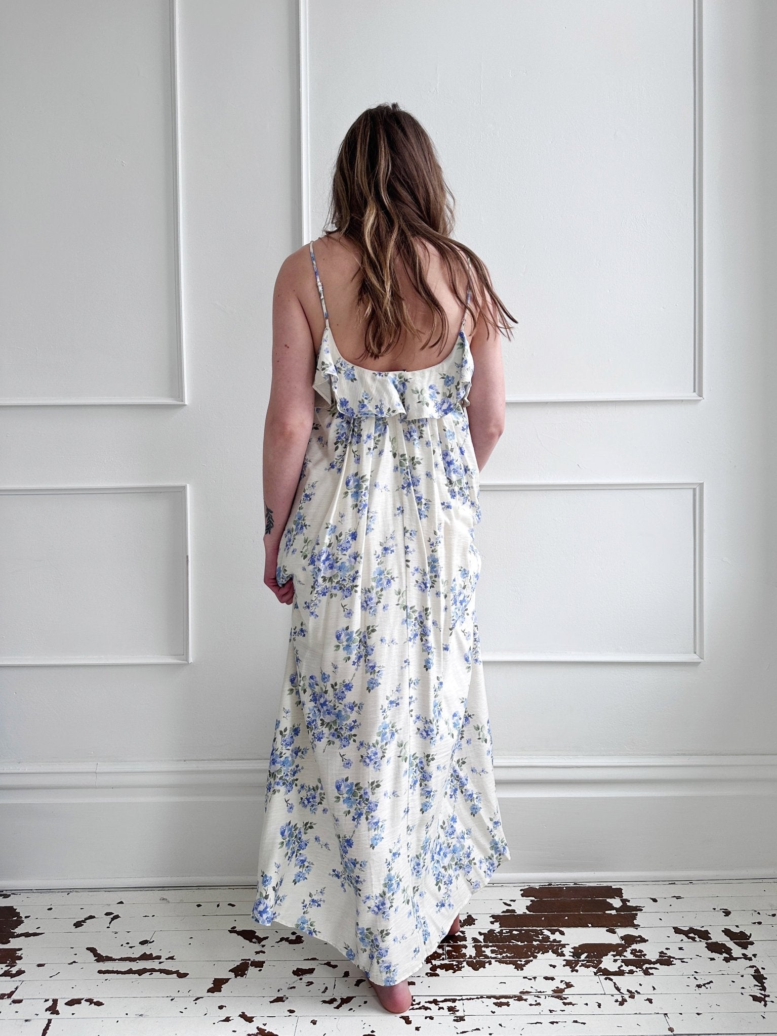 Floral Maxi Dress w/Ruffle