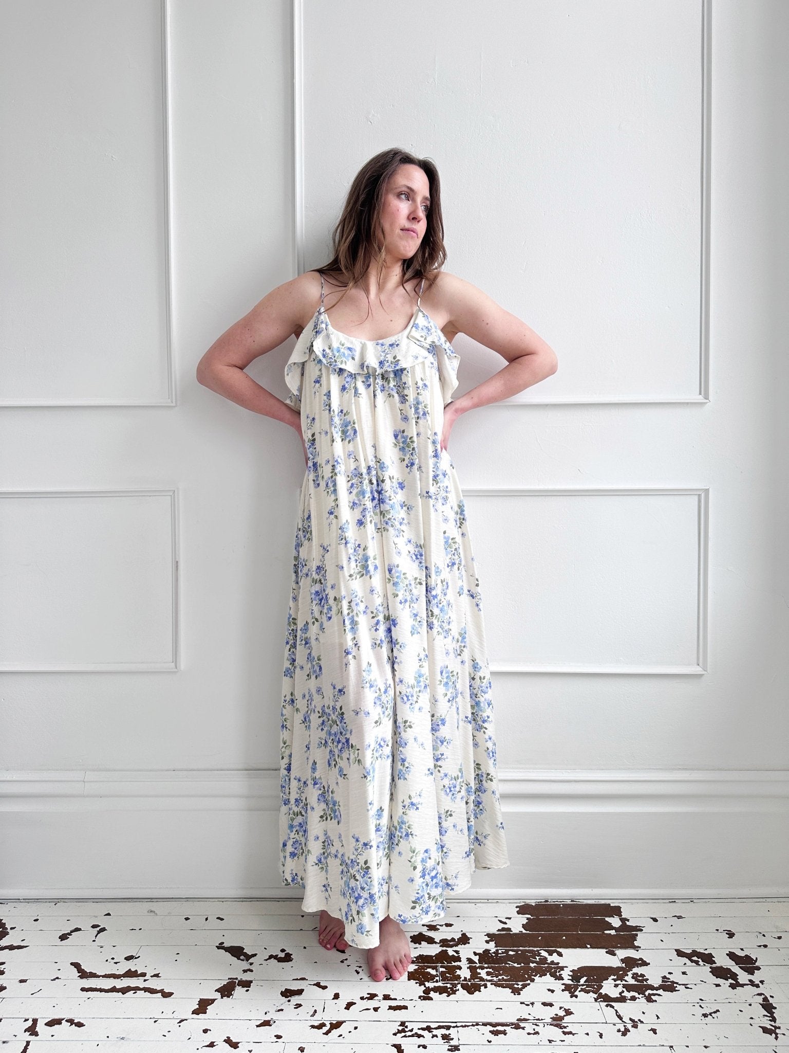 Floral Maxi Dress w/Ruffle