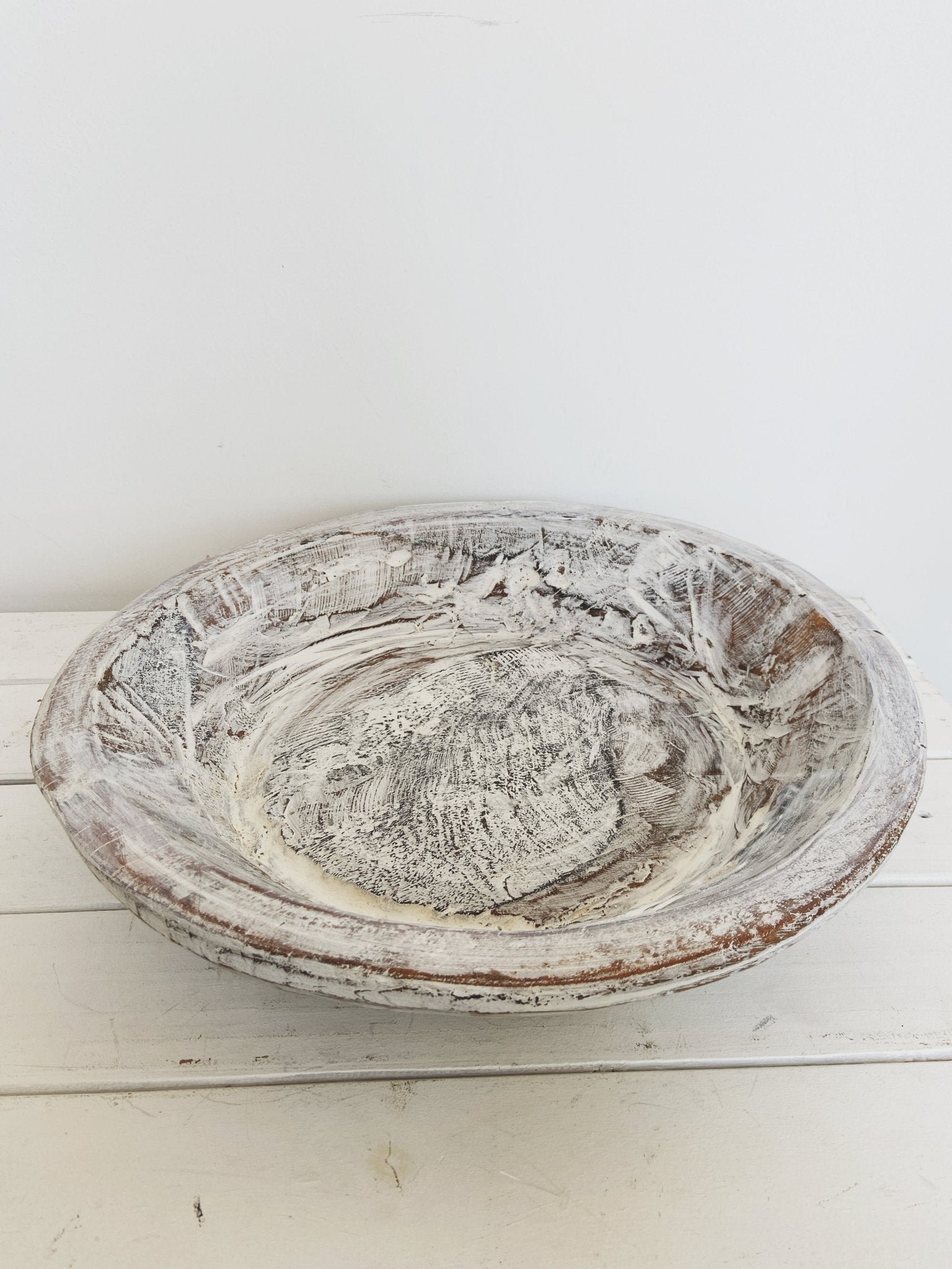 Found Dough Bowl White Wash