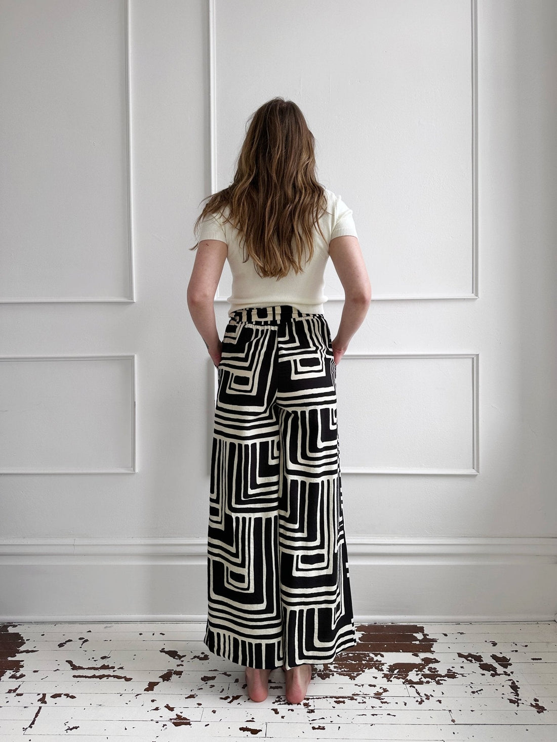 Geometric Tie Waist Pants