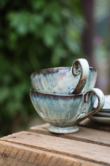 Glazed Stoneware Footed Mug