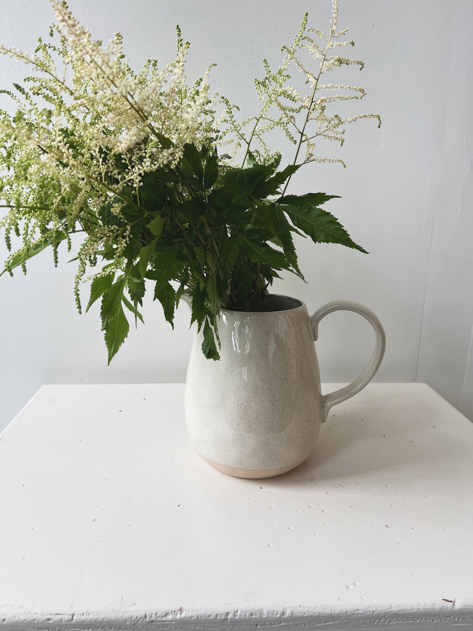 Glazed Stoneware Pitcher w/ Handle