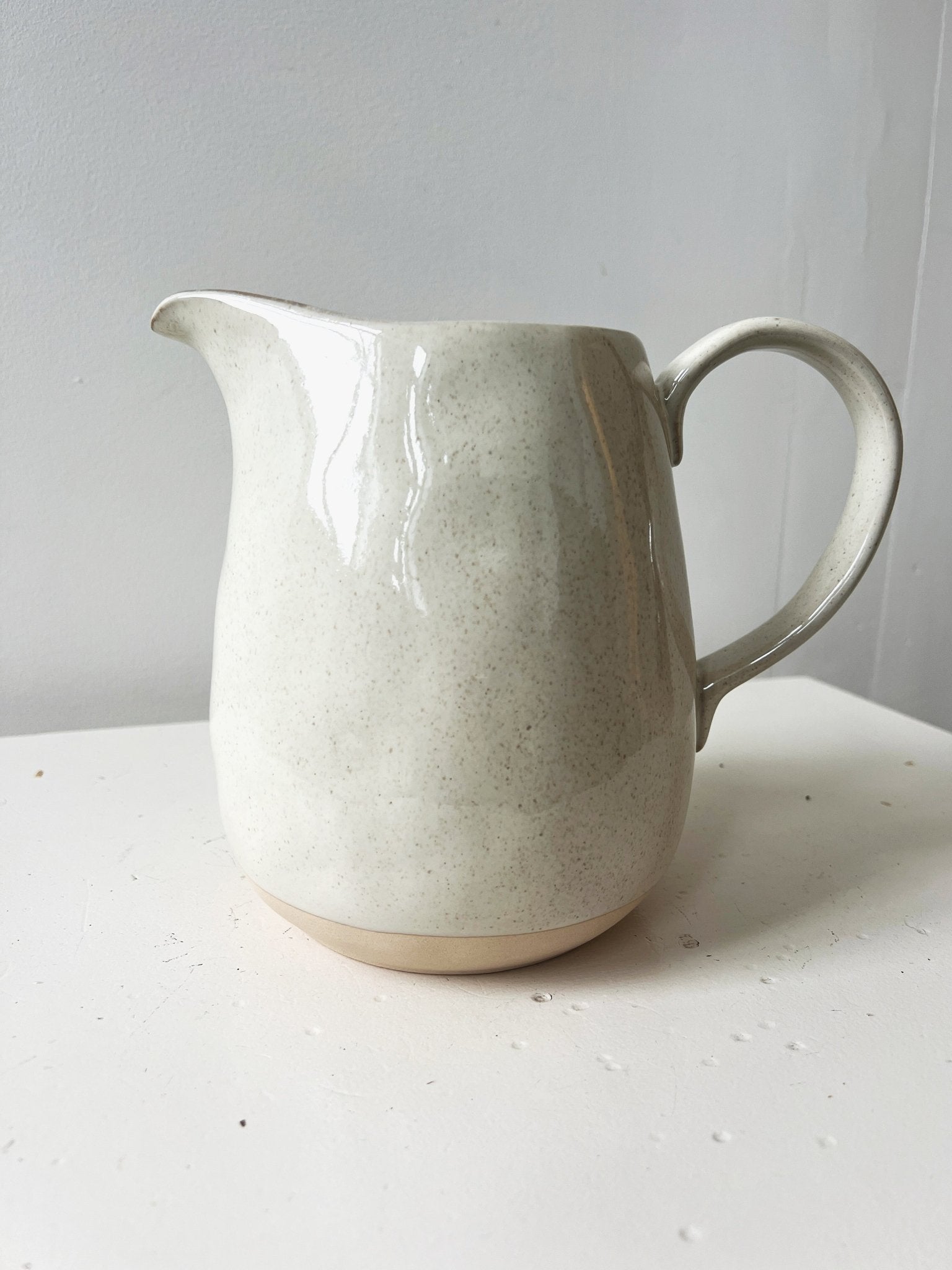 Glazed Stoneware Pitcher w/ Handle