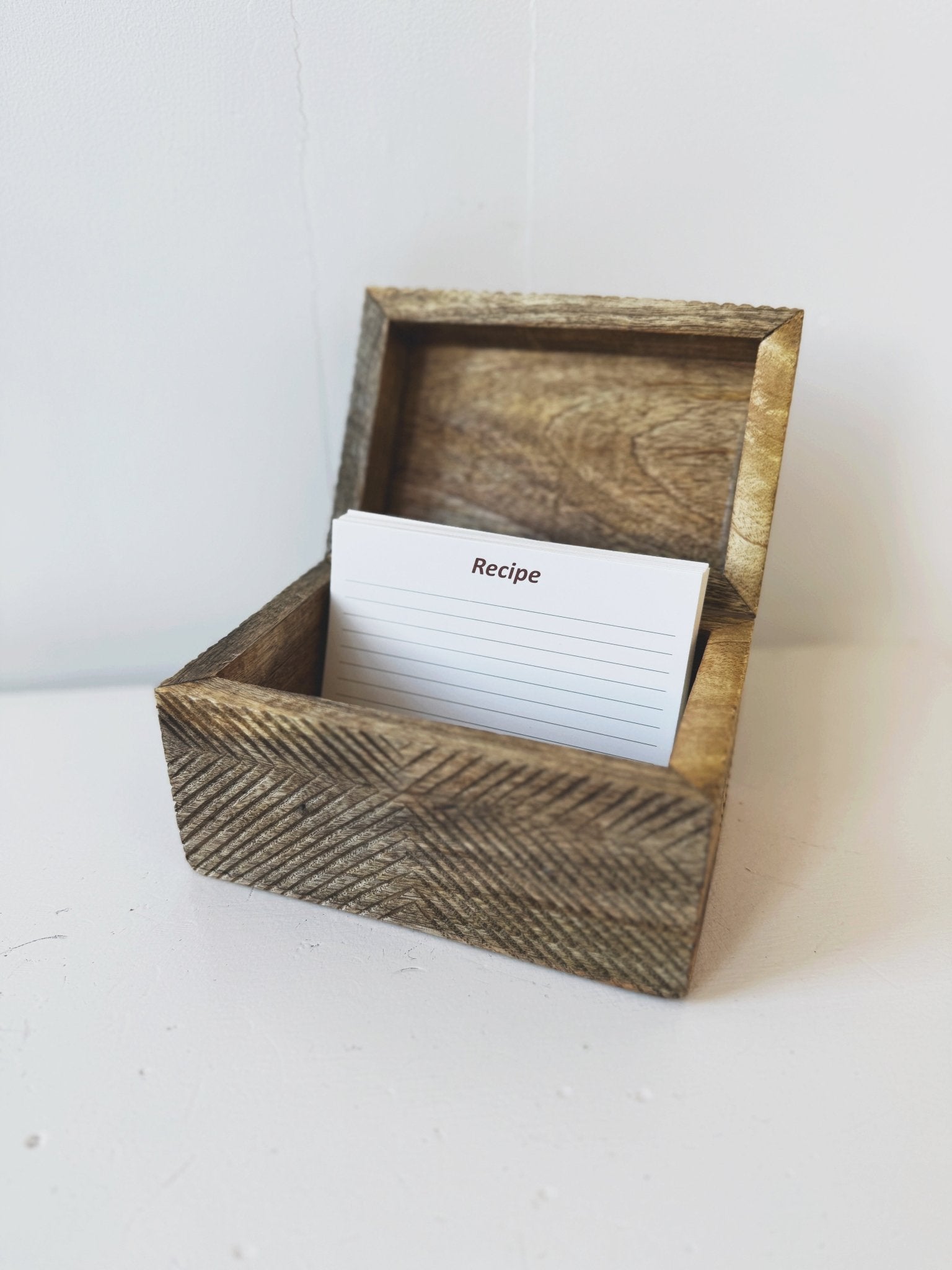 Hand-Carved Mango Wood Recipe Box