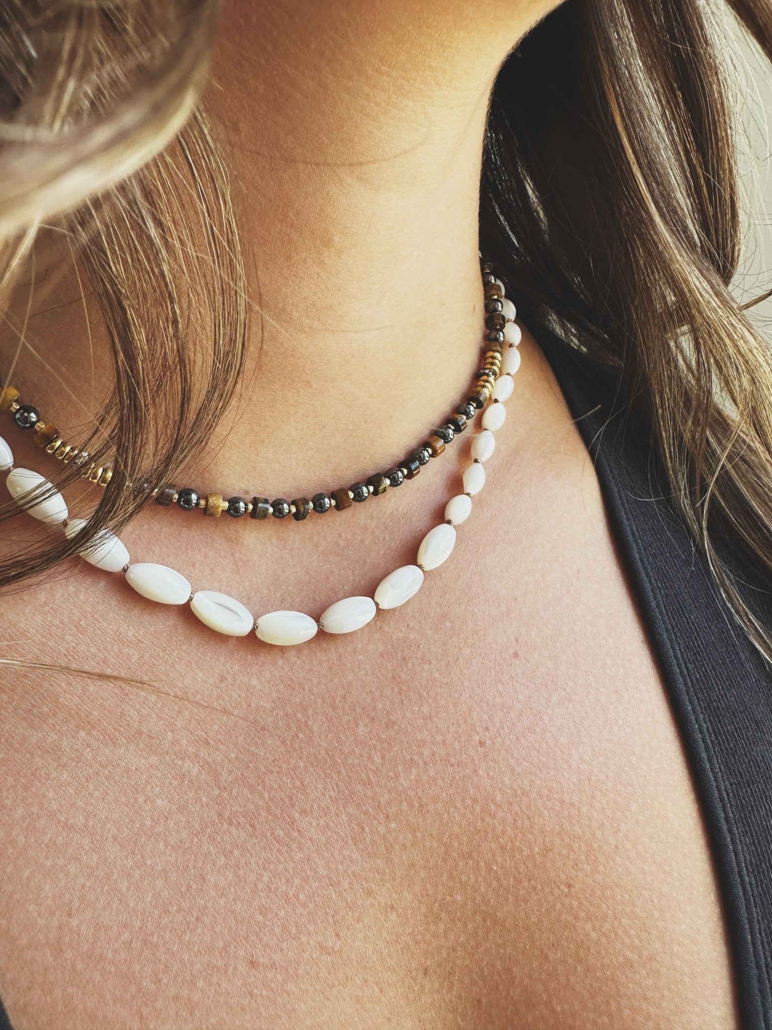 Hand Knotted Shell Neckalce, Gold Plated