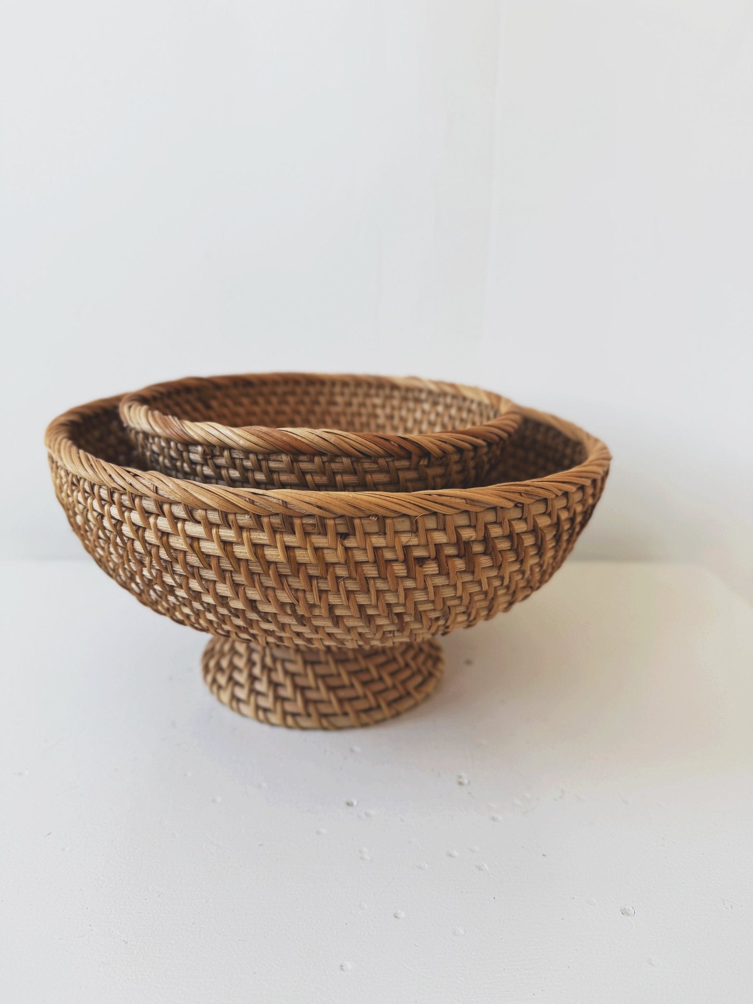 Hand-Woven Rattan Footed Bowls