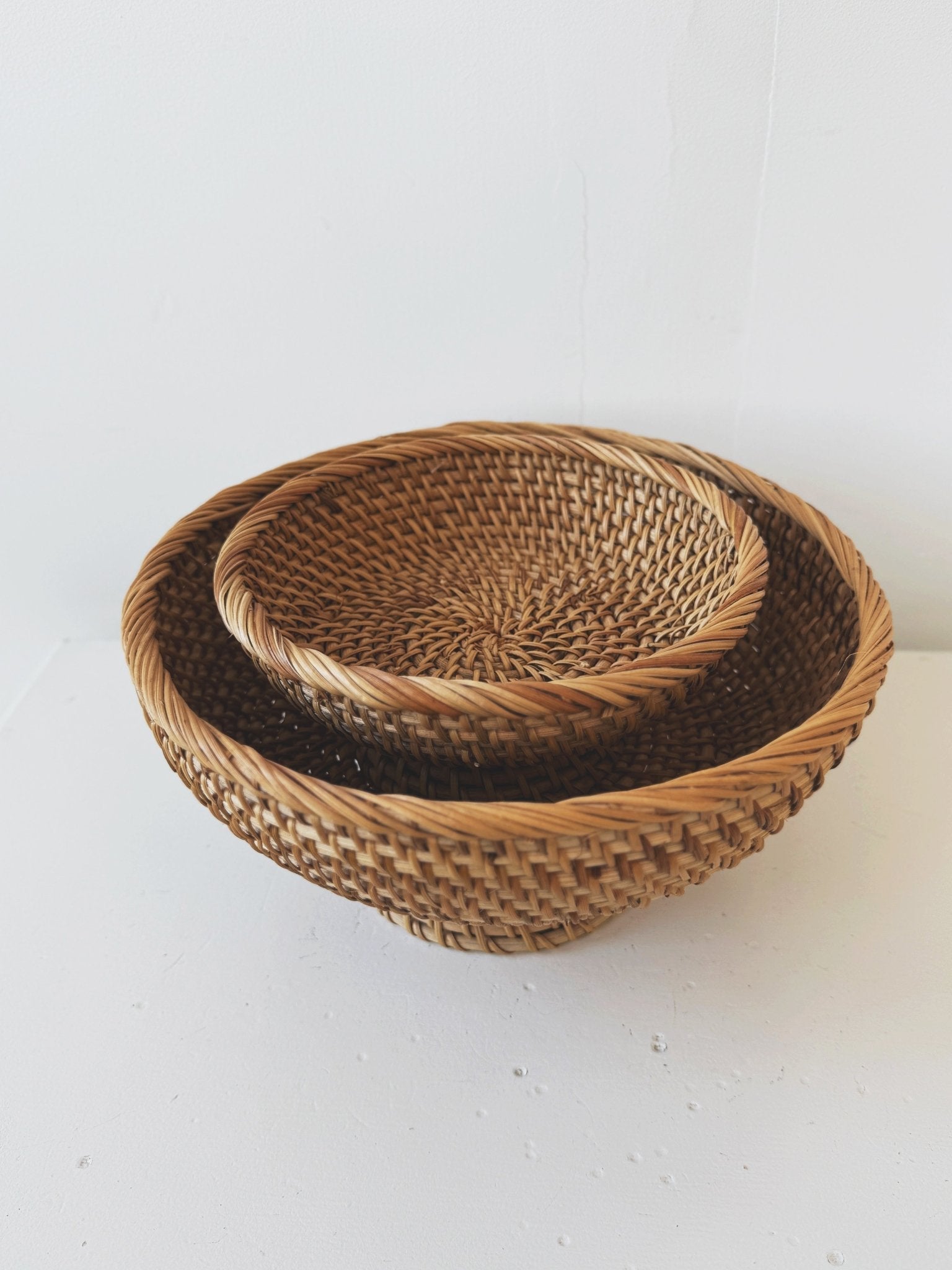 Hand-Woven Rattan Footed Bowls